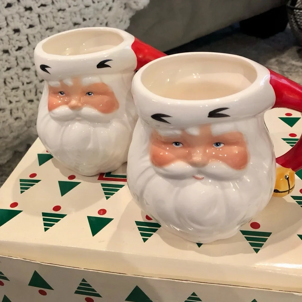 Avon Vintage Jolly Santa Mug Set of 4 4” Tall - Picture 2 of 6